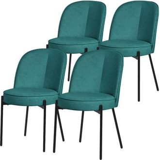 ML Design Ml-design Juego 4x Sillas De Comedor Azul Petr&oacute;leo De Poli&eacute;ster Tapizado Con Patas De Metal Asiento Acolchado Con Respaldo Semi-redondo Dise&ntilde;o Atempor