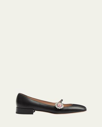 Valentino Garavani Mary Jane Jeweled Ballerina Flats