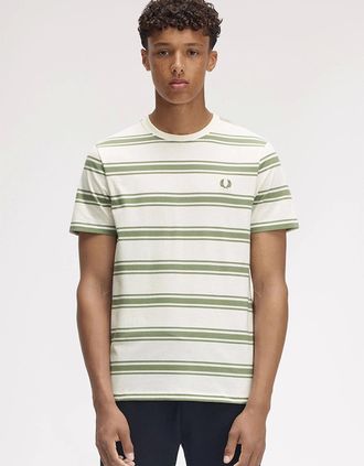 Fred Perry Mens Fred Perry Fine Stripe T-Shirt - White - Size: 38