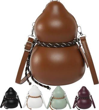 Generic Womens Vintage Calabash Shoulder Bag,Leather Crossbody Purse with Adjustable Strap for Everyday Casual Outfits (brown)