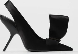 Ferragamo Womens Erica Slingbacks Satin With Asymmetric Bow Pump In Black