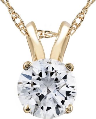 Pompeii3 1 1/4Ct Lab Grown Solitaire Diamond Pendant Yellow Gold Necklace