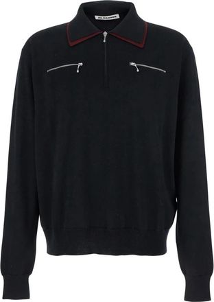 Jil Sander Klassieke Sweater met Rits aan de Voorkant en Kraag - Heren - Ronde hals truien - Zwart - M - Wol - Truien & Vesten