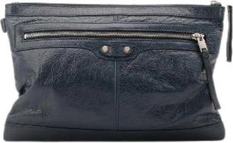 Balenciaga Pre-owned La Pochette - Dames - Vintage Clutch - Blauw - ONE Size - Leer - Vintage