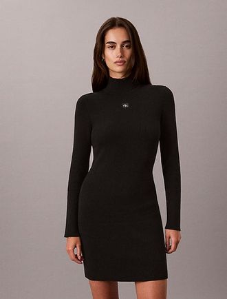 Calvin Klein Vestido Corto Slim De Canal&eacute; De Algod&oacute;n