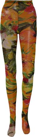 Dolce & Gabbana Womens Floral Nylon Tights Stockings Multicolor Socks Clothing