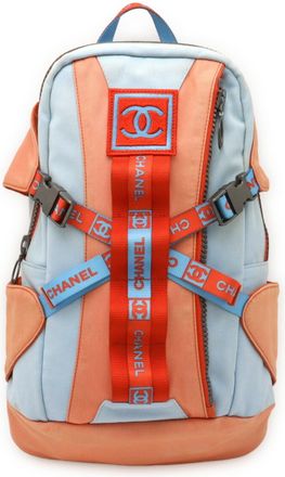 Chanel Sport Light Blue Orange Red Canvas Backpack (Pre-Owned)