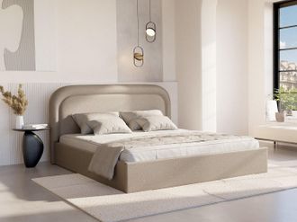 Vente-Unique Letto con contenitore 180 x 200 cm Tessuto chin&eacute; Beige - FIREZA II