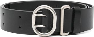 Jil Sander Black Leather Oval Buckle Belt