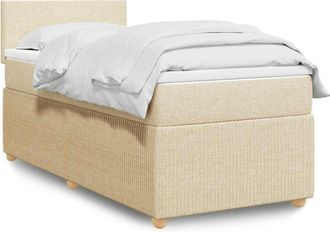 vidaXL Cama Box Spring Con Colch&oacute;n Tela Color Crema 80x200 Cm Vidaxl