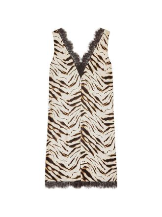Ganni Midikleid mit Zebramuster