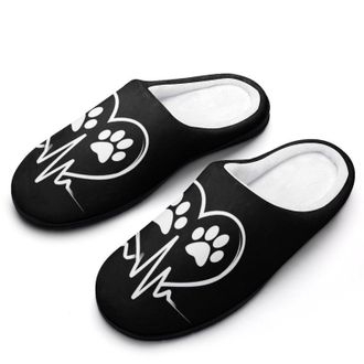 Generic Paw Love Heart Heartbeat Slippers Men Winter Warm Cotton Anti-Slip Indoor Slip-Ons House Shoes