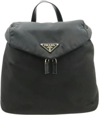 Prada Pre-owned Re-Nylon Nylon Leren Rugzak - Dames - Vintage Rugzakken - Zwart - ONE Size - Nylon - Vintage