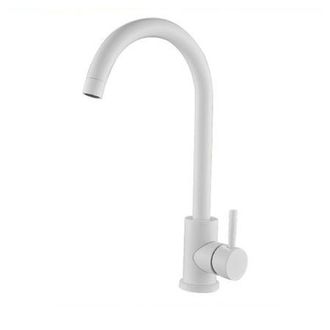 Trade Shop Trade Shop - Rubinetto Per Lavello Cucina A Canna Alta Bianco Miscelatore Per Lavandino 79830