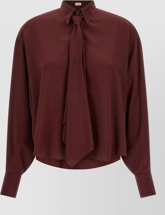 Brunello Cucinelli silk long-sleeve asymmetric blouse