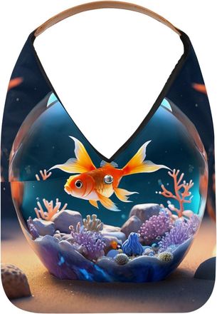 Generic Beautiful Fish Crystal Ball Reusable Lightweight Grocery Bags - Foldable Into Compact Pouch, Washable & Sturdy, Multipurpose for Shopping and Travel