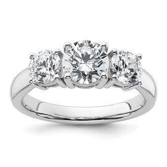 Diamond2Deal 14k White Gold 2 Ct Lab Grown Diamond Three Stone Engagement Ring