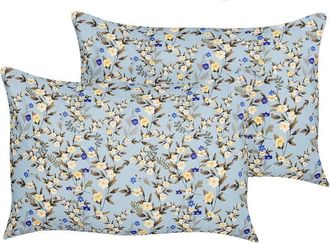Beliani Beliani - Conjunto De 2 Cojines De Jard&iacute;n Almohada De Exterior 40 X 60 Cm Poli&eacute;ster Motivo Floral Azul Valloria