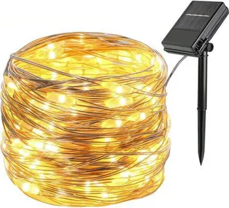 OEM Luces Navide&ntilde;as, 12 M, 100 Led, Rgb, 8 Modos, Resistente Al Agua Ip45, Alimentadas Por Bater&iacute;a O Panel Solar, Luz Blanca C&aacute;lida