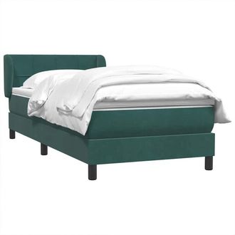 vidaXL Cama Box Spring Con Colch&oacute;n Terciopelo Verde Oscuro 80x220 Cm Vidaxl