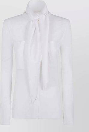Courr&egrave;ges satin scarf-collar jersey shirt
