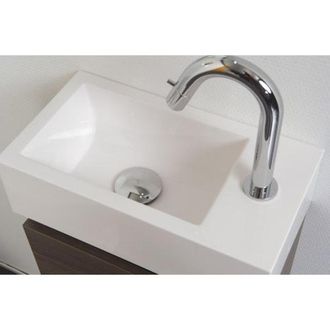 Bernacchini Contra fontein 40x22x10cm wasbak rechts 1 kraangat polystone wit glans