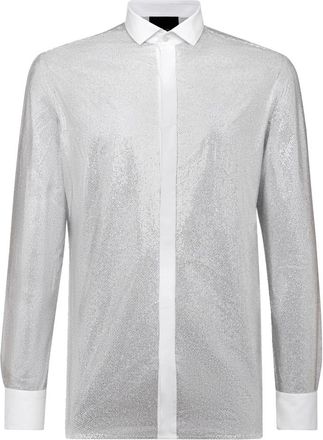 Philipp Plein Platinum Cut SS Crystal Shirt - Heren - Casual Overhemden - Grijs - XS - Katoen - Overhemden