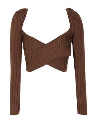 8 by YOOX METALLIC KNIT CROP TOP