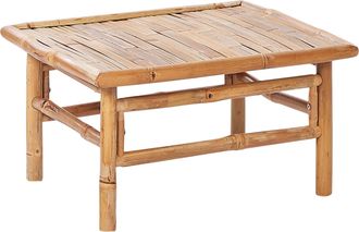 Beliani Mesa De Centro Rectangular 64 X 55 Cm Muebles De Jard&iacute;n Bamb&uacute; Claro Cerreto