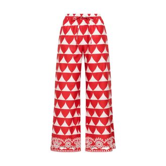 Maliparmi Wide Trousers, female, Red, Size: 2XS Optical Broderie Trousers