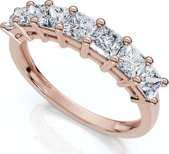 Pompeii3 1Ct Princess Cut 7-Stone Diamond Wedding Ring Womens Band Gold Lab Grown