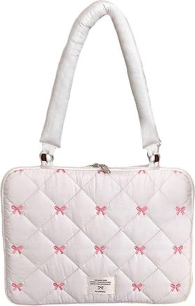 Generic Laptop Bag for Women 13-15.6 Inch, Bow Design Sleeve & Shoulder Bag, Cute Laptop Messenger Bag Compatible with MacBook, Protective Notebook Case for W