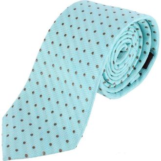 Trafalgar Store Ignacio Linen Blend Polka Dot Vertical Slant Lined Business Necktie in Light Blue at Nordstrom