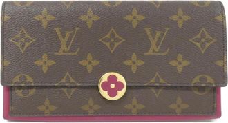 Louis Vuitton Brown Fuchsia Coated Canvas Long Wallet (Bi-Fold) (Pre-Owned)