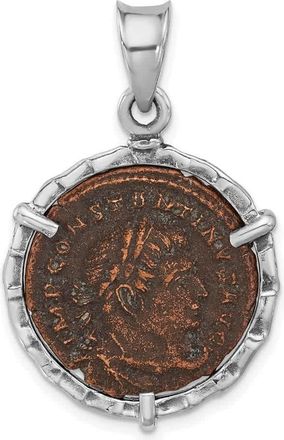 Diamond2Deal Sterling Silver and Bronze Antiqued Roman Constantine l Coin Pendant with a Certificate of Authenticity