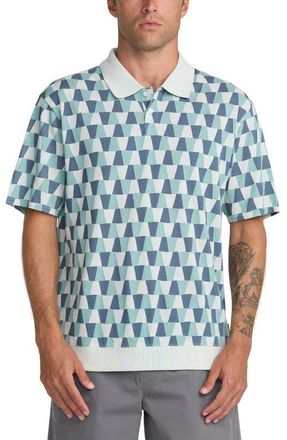 Rvca Ivy League Geo Print Piqu&egrave; Polo in Green Tea at Nordstrom, Size Xx-Large
