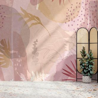 Superfresco Easy Abstract Leaf Pink Print To Order 3m x 2.8m Mural