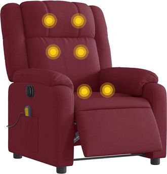 vidaXL Vidaxl - Sill&oacute;n De Masaje Reclinable El&eacute;ctrico Tela Rojo Tinto