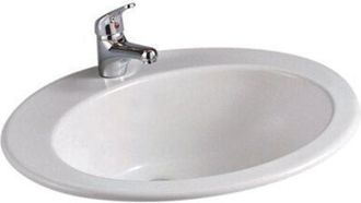 NEMO Start Star inbouwwastafel 530 x 435 x 225 mm porselein wit ovaal voorgeboord centraal kraangat met overloop