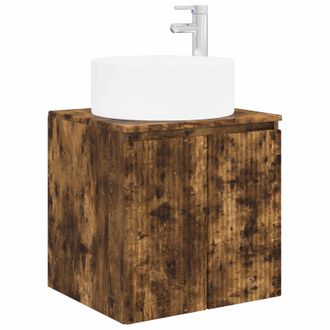 vidaXL Vanidad De Lavabo Montada En La Pared Roble Ahumado Vidaxl