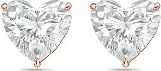 Diana M. Jewels 14Kt Rose Gold 7.00 cts Lab Grown Heart shaped Diamond Studs