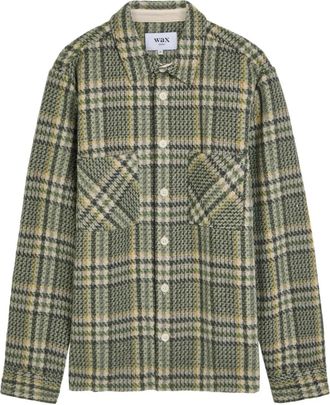 Wax London Whiting geruit jack met zak - Groen