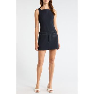Staud Skyla Drop Waist Minidress in Navy at Nordstrom, Size X-Large