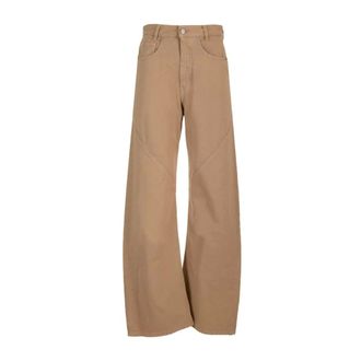 Maison Margiela Trousers - female - MM6 Maison Margiela - Wide Trousers - Beige - W27 - Trousers