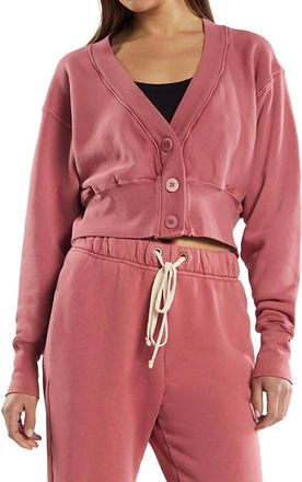 Les Tien Diana Crop Cardigan In Washed Flamingo