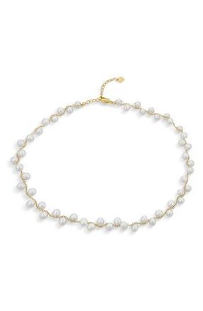 Bling Jewelry 5-5.5mm Cultured Freshwater Pearl Cluster Necklace in White at Nordstrom Rack, Size 18
