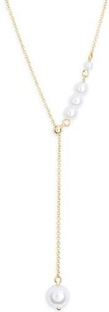 Nordstrom Rack Faux Pearl Y-Necklace in White- Gold at Nordstrom Rack