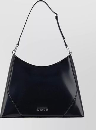Staud linda smooth leather shoulder bag with metal hardware
