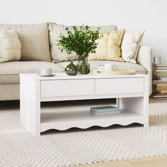 Berkfield Home Coffee Table DRAMMEN White 99x55x45 cm Solid Wood Pine | Size: 99 x 55 x 45 cm