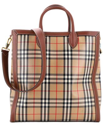Burberry Convertible Tote Vintage Check Coated Medium (Authentic Pre-Loved)